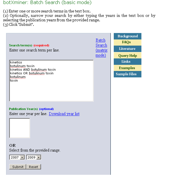 a screenshot of Batch Search method with several search terms in different lines a screenshot of Batch Search method with several search terms in different lines
